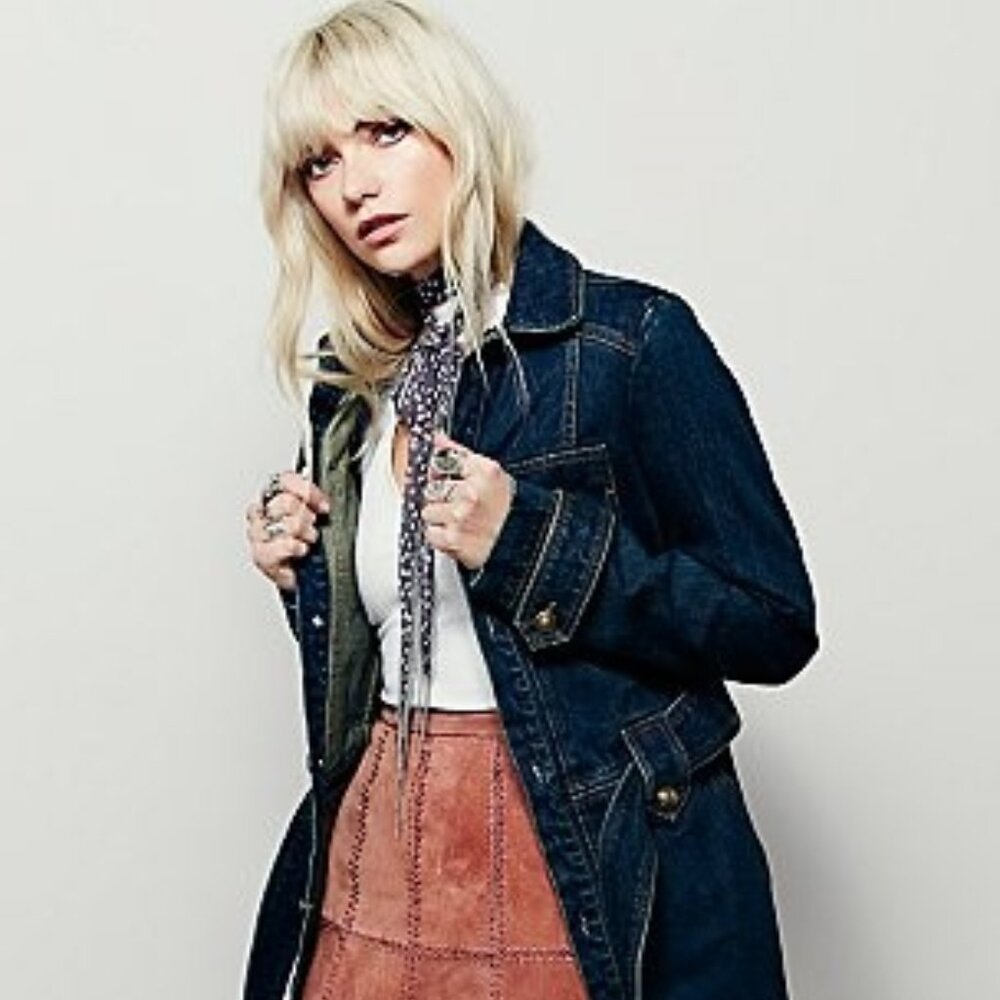 Brand New with Tags Free People Structured Belted Denim Jacket in Indigo, Size L - Picture 2 of 15